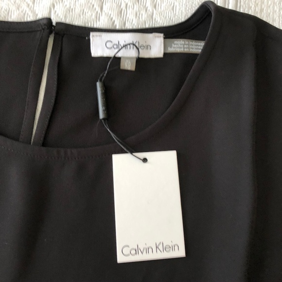 NWT Calvin Klein black sleevless w/b&w tie waist - Picture 3 of 11